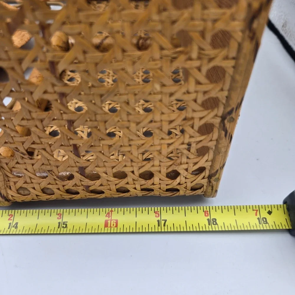 Vintage Bamboo Rattan Wall Mail Organizer Shelf Hand Painted Bird Boho 18